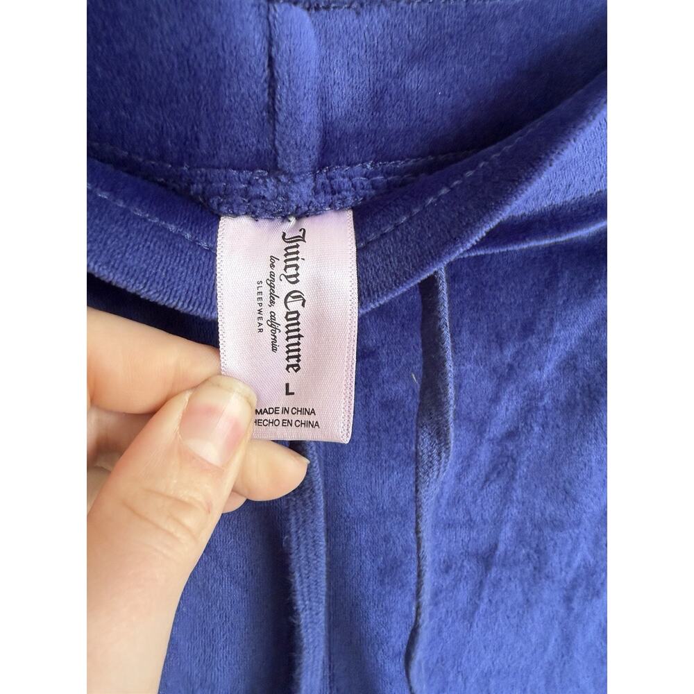 Juicy Couture Sleepwear OG Bling Indigo Velour Track Pant Womens L Y2K Bratz - Picture 3 of 6